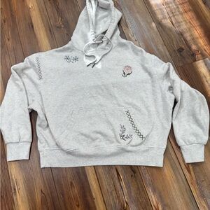 Maurices Light Gray Hoodie with Floral Accents